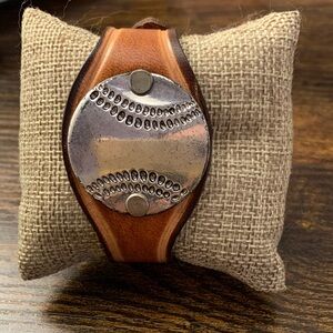 Plunder Brown Leather Bracelet with Silver Accent
